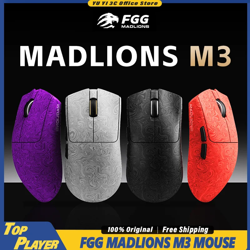 FGG Madlions M3 Gaming Mouse Composite Carbon Fiber Tri Mode Bluetooth Wireless 30000 DPI 68g Lightweight For Medium Large Hands