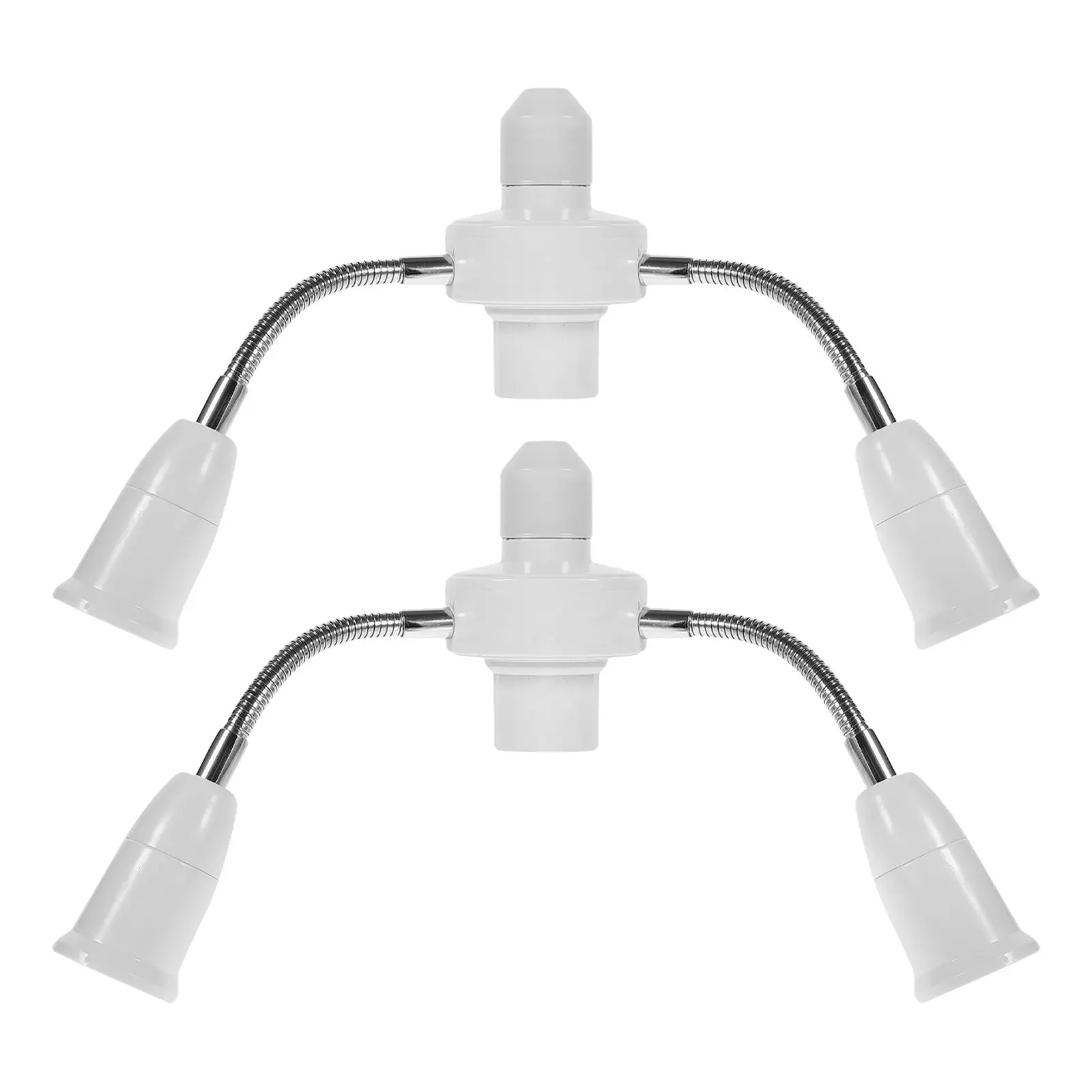 2Pcs 3 in 1 Light Socket Splitter Adapter Multi Head E27 Bulb Holder Extension Hose 360 Degree Rotatable Adjustable Lamp Socket