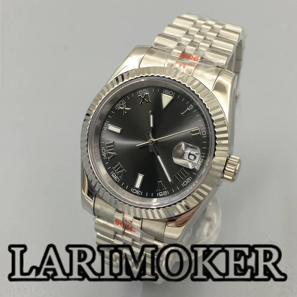 LARIMOKER 36MM/39MM Orologio da uomo Nero Bianco Indice romano Quadrante Verde Luminoso Vetro Zaffiro NH35 Movimento meccanico automatico