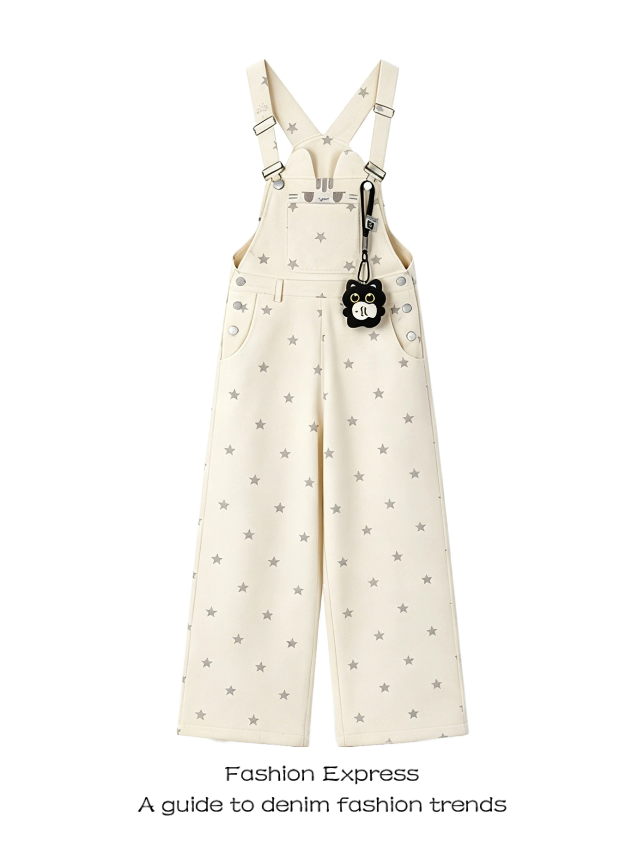 

Retro Star Print Wide Leg Jeans Women's Casual Comfortable High Waist Overalls Breathable Wear Resistant All Season