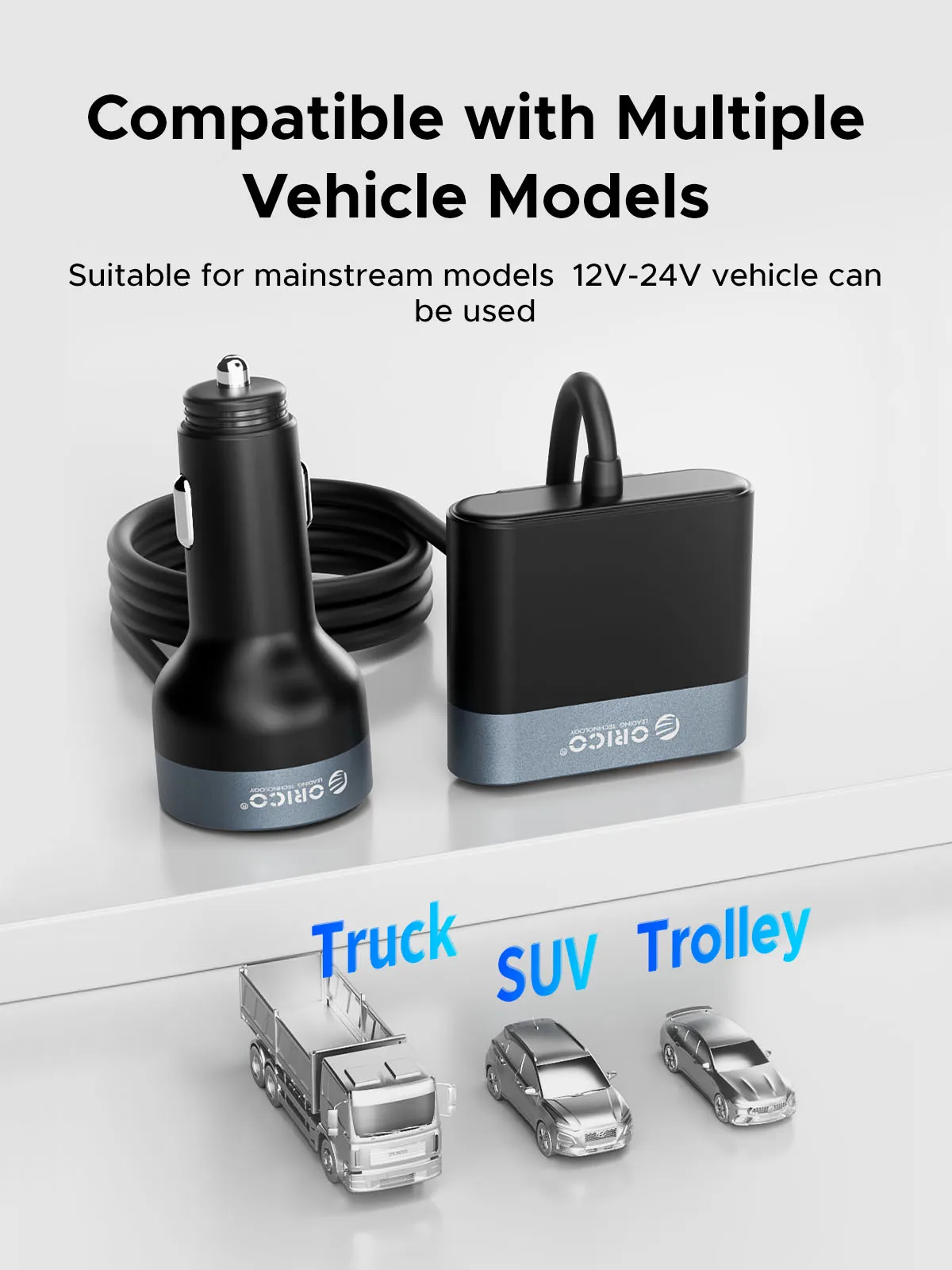 Orico 98W Autolader 2 USB-A En 2 Type-C Clip Ontwerp Voor Voor En Achterbank Familie Reizen Voor Apple Samsung Pd Qc 3.0