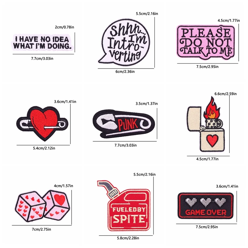 10PCS Cartoon Letter Slogan Embroidered Applique Patch Iron On Patches For Clothing Jackets Backpack Sew Embroidery Badges DIY