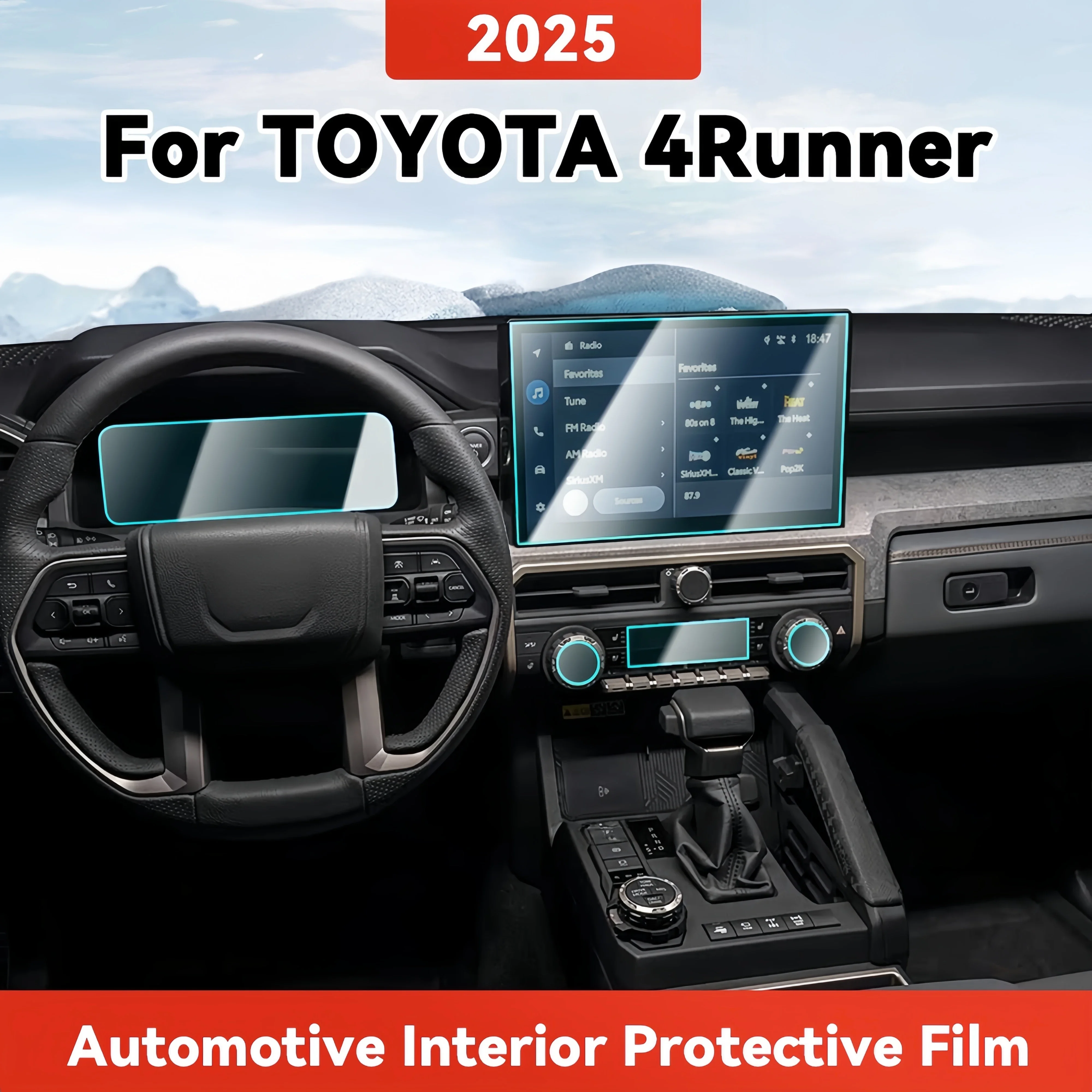 TPU For TOYOTA 4Runner 2025 Transparent Protective Film Car Interior Central Control Navigation Panel Auto Sticker