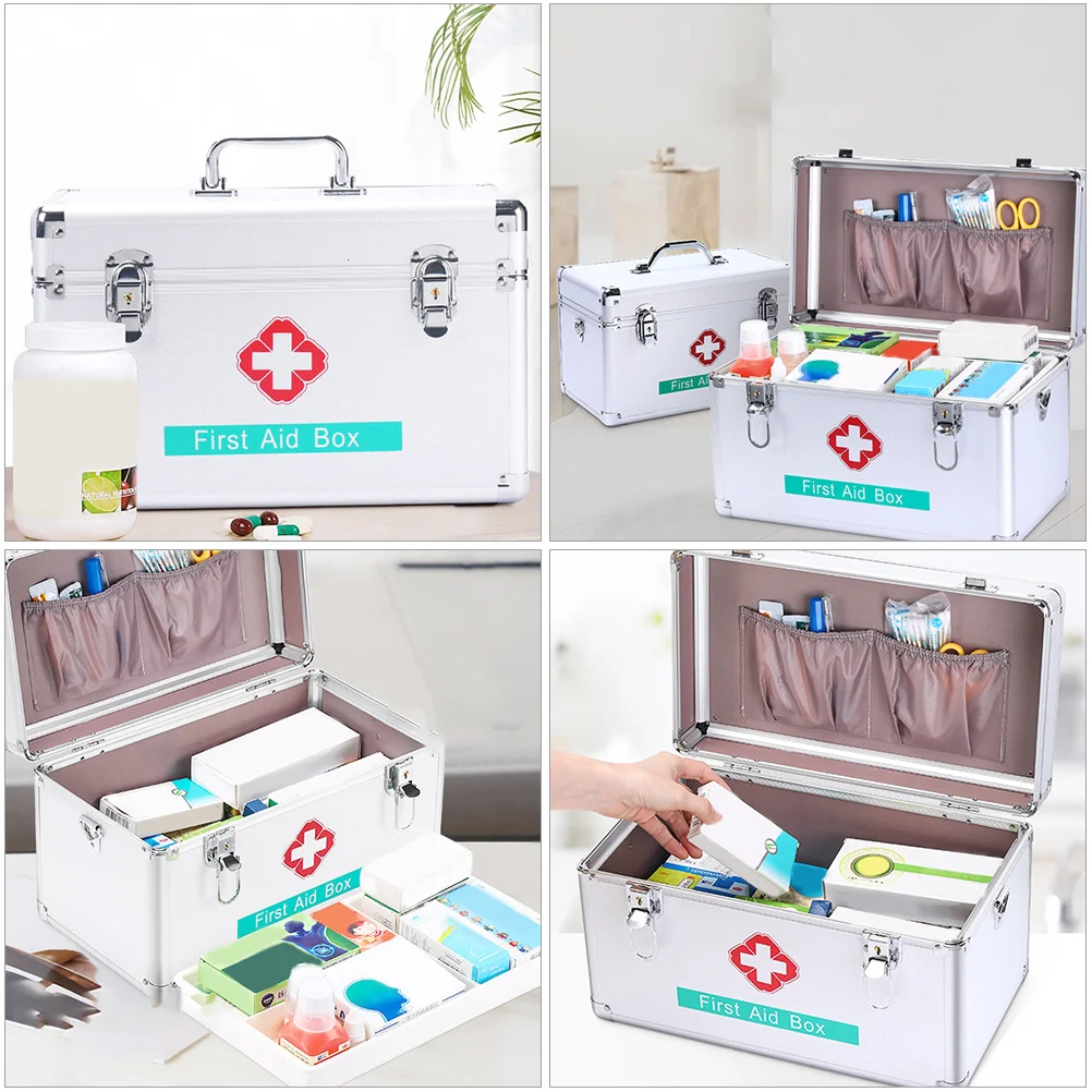 

Medicine Storage PP Material Lockable Travel Container First Aid Kit ganizer Household Box Portable