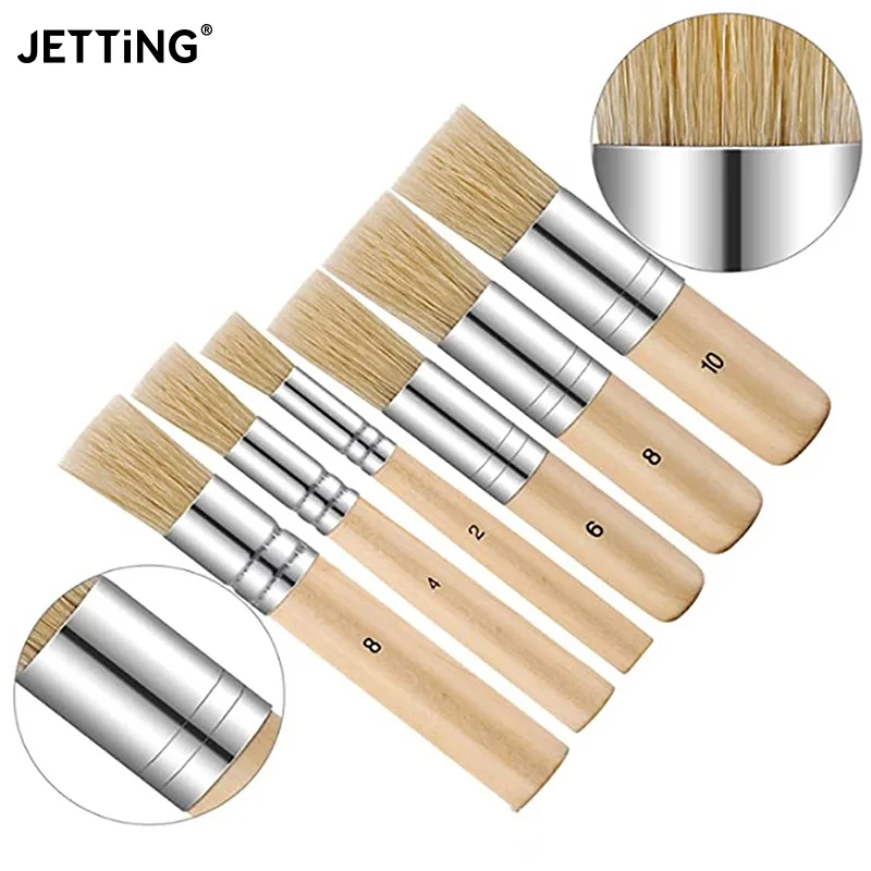3/6 sztuk DIY drewniany pędzel do szablonów czysty naturalny włosie pędzel malarski obraz olejny drewniany uchwyt pędzel profesjonalne materiały artystyczne