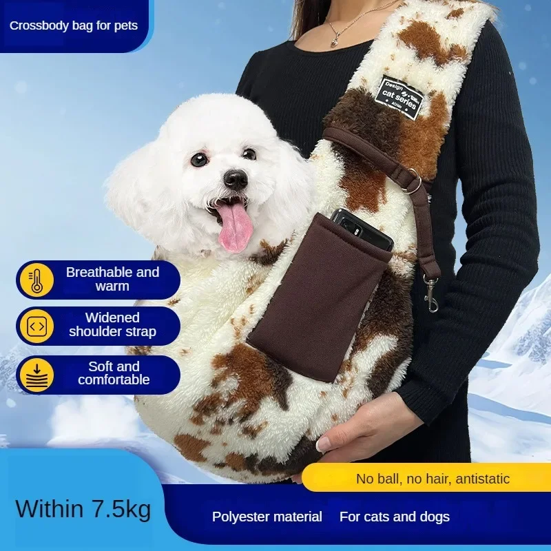 Pet crossbody bag One shoulder portable outdoor comfort large capacity wide all-purpose bag for cats and dogs winter