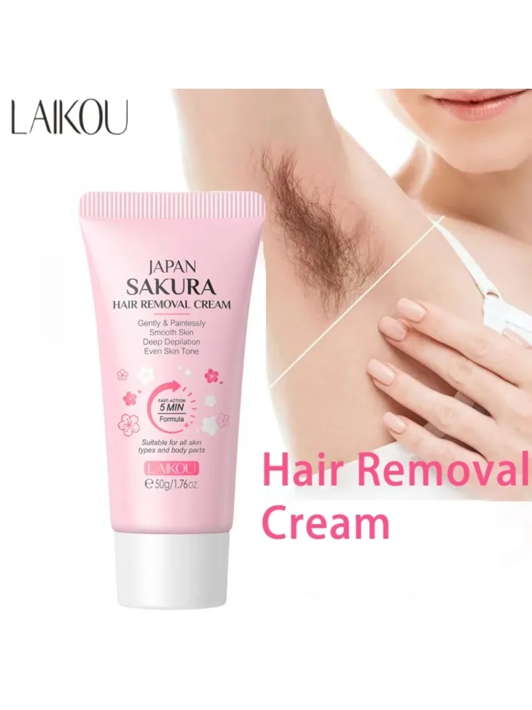 LAIKOU Sakura crème d'épilation rapide indolore inhibiteur de croissance des cheveux bras aisselles jambes zones intimes pour hommes femme 50g