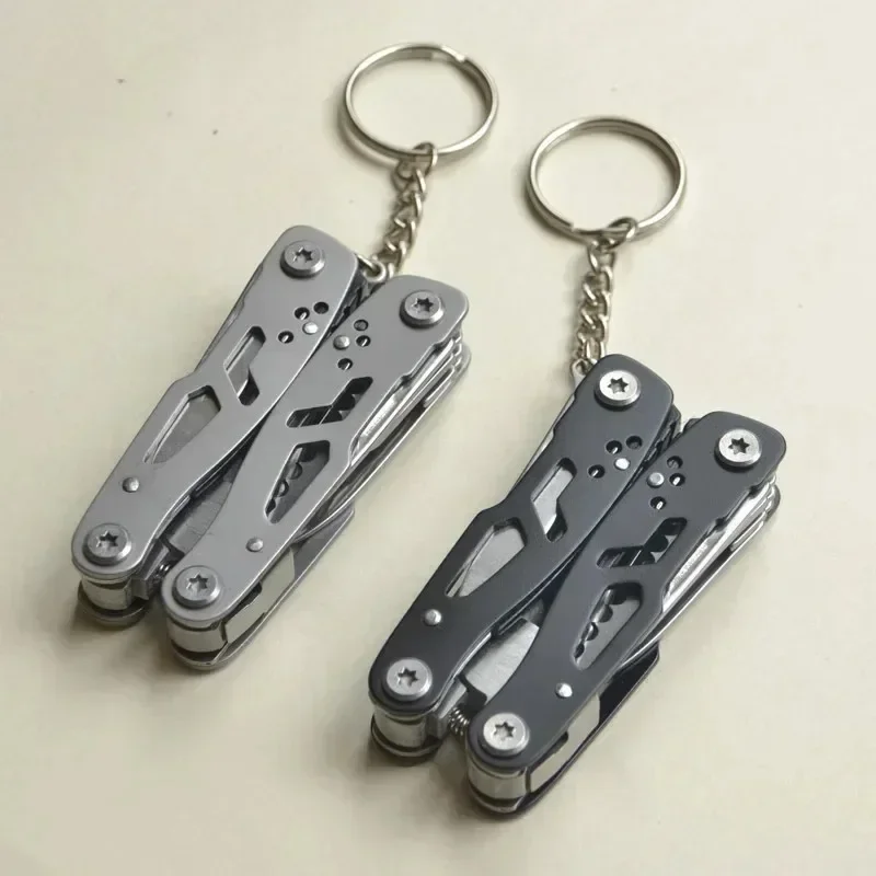 Mini Portable Camping Pliers Multi-functional Pliers Keychain Small Tool Stainless Steel Folding Pliers Outdoor Tools