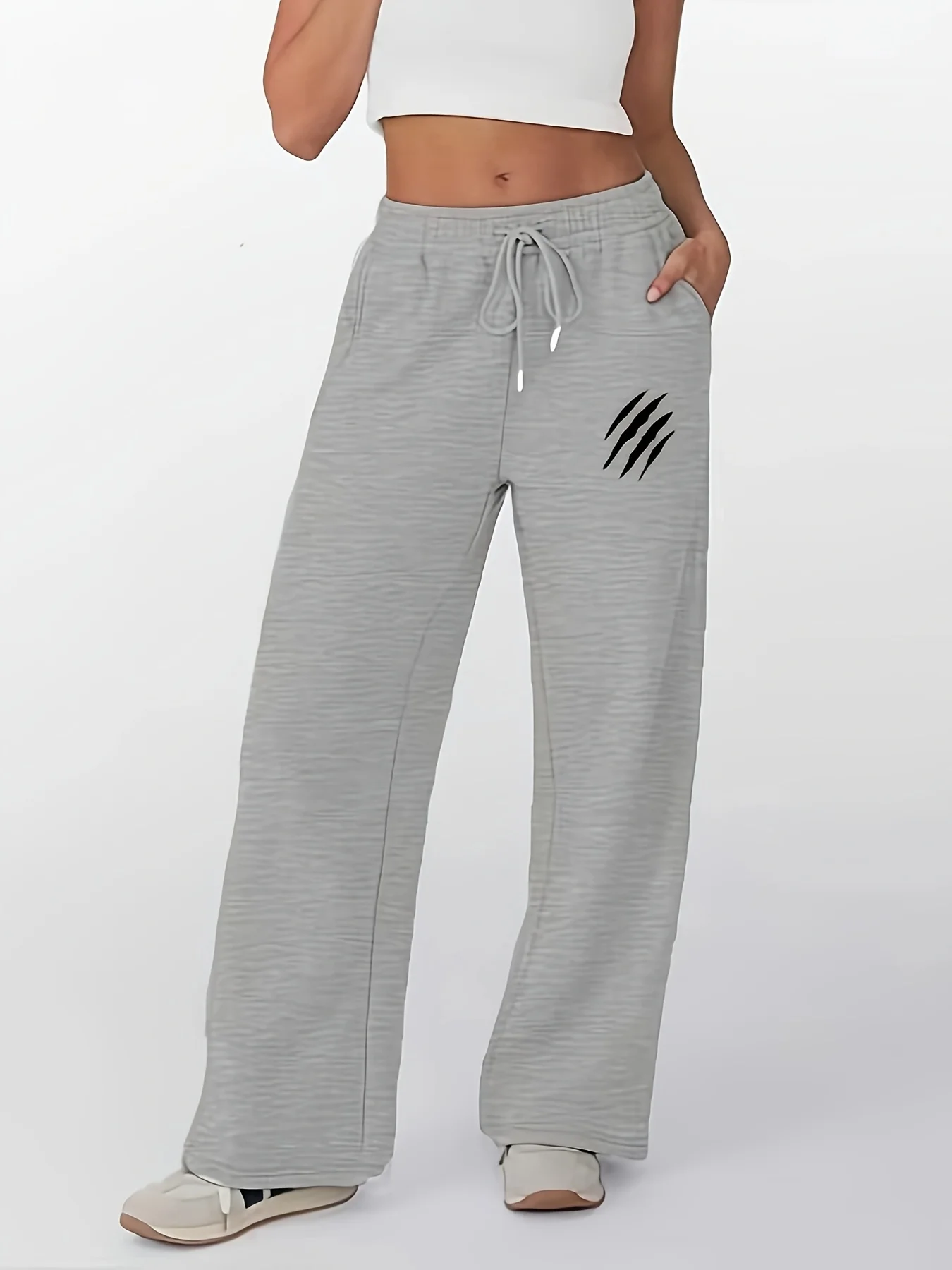 

Женские осенне-зимние свободные прямые флисовые спортивные штаны больших размеров с эластичным поясом, уличная одежда больших размеров, универсальные