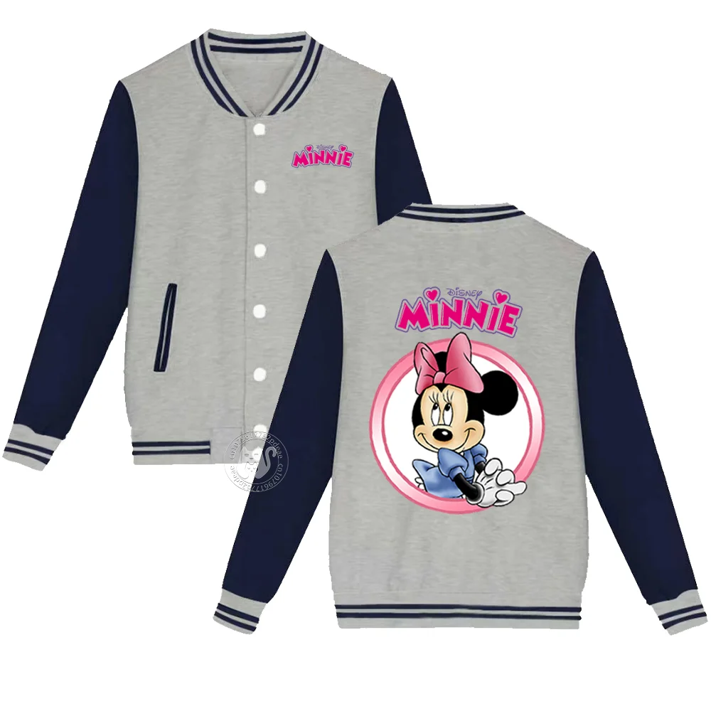 Disney playful Minnie Creative printed children\'s Fall Winter boys and girls casual comfortable cardigan baseball uniform