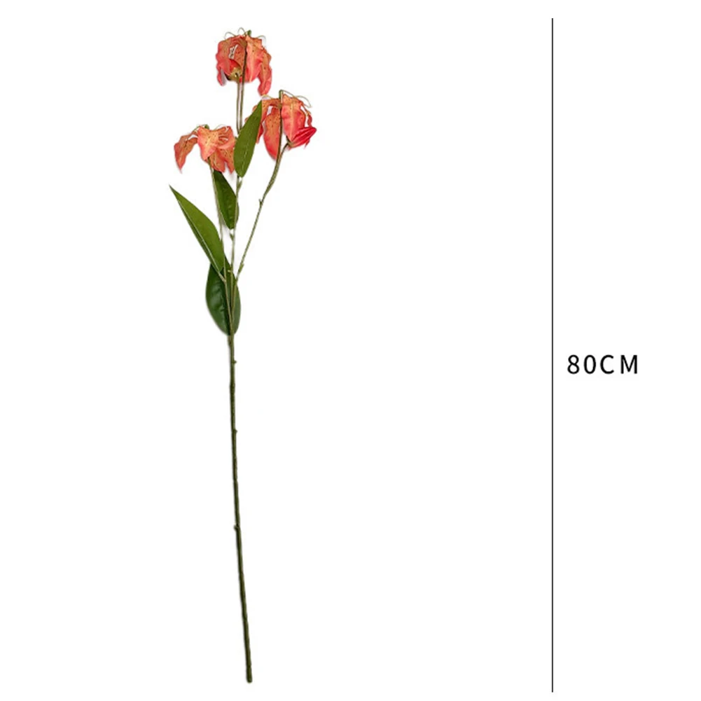 جلوريوسا زنبق لهب زنبق زهرة اصطناعية ديكور غرفة المعيشة وهمية نابضة بالحياة للمنزل DIY لهجة مذهلة من البلاستيك #6