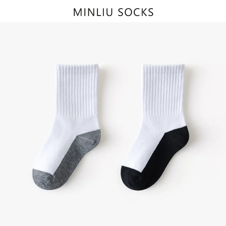 5 Pairs Soft Cotton Kids Socks Pure White Mid Calf Sport Socks for Boys Girls Toddler Student Socks