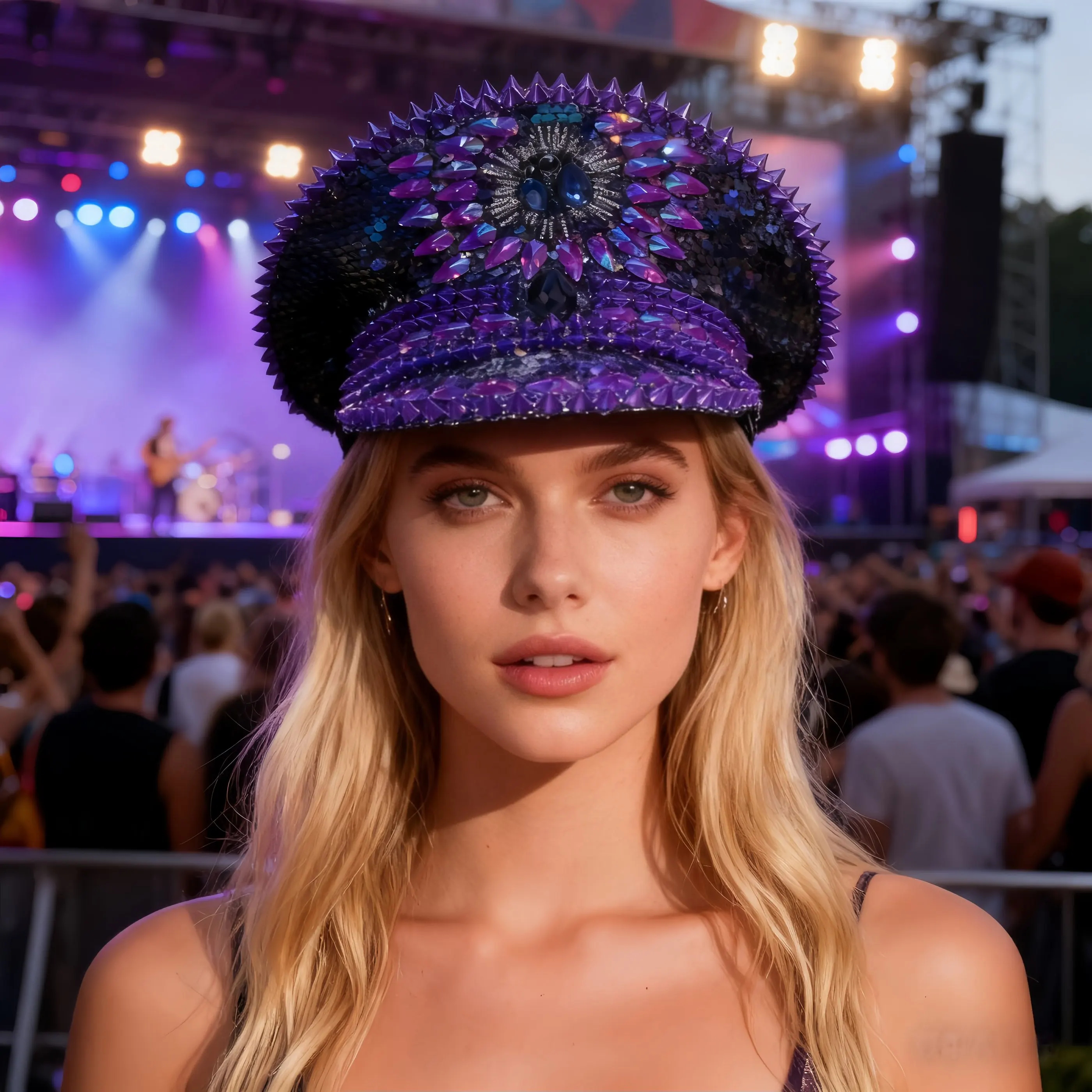 HongLuan Steampunk Captain Hat Rhinestone for Burning Man Festival Woman, Vintage Military Accessories & Military Cap Man