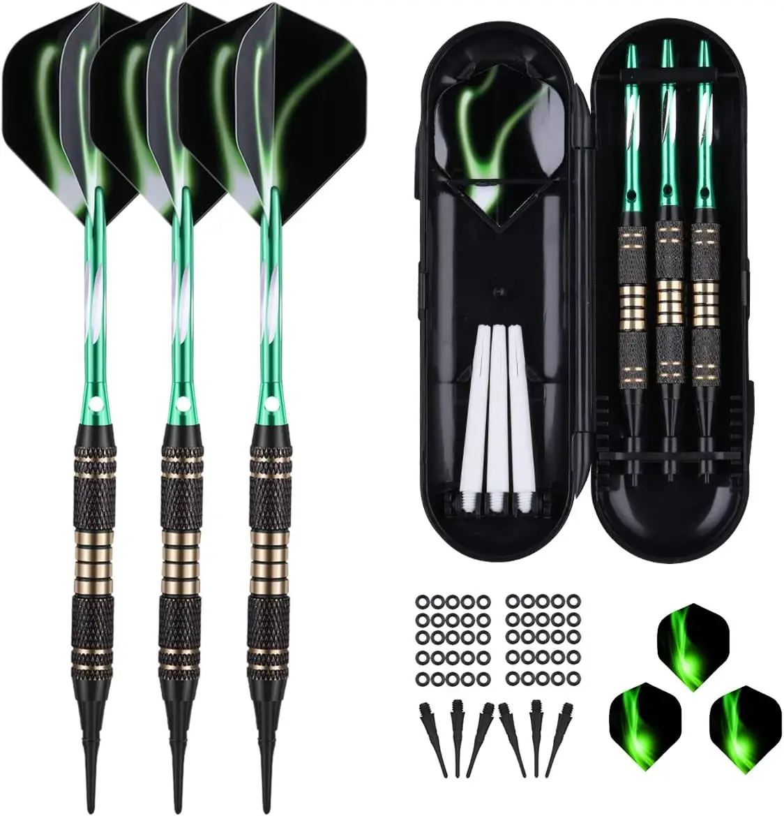 

Professional Soft Tip Darts Set 18/20g with Brass Barrel, Aluminum Shafts, Flights & Tips for Electronic Dartboard