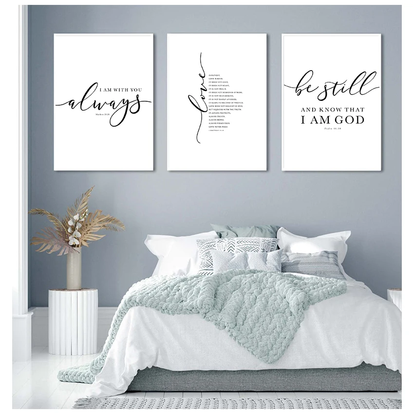 and Prints Black White Wall Pictures Scripture Christ Art Canvas Painting Home Decor Christian Bible Verse Quote Posters