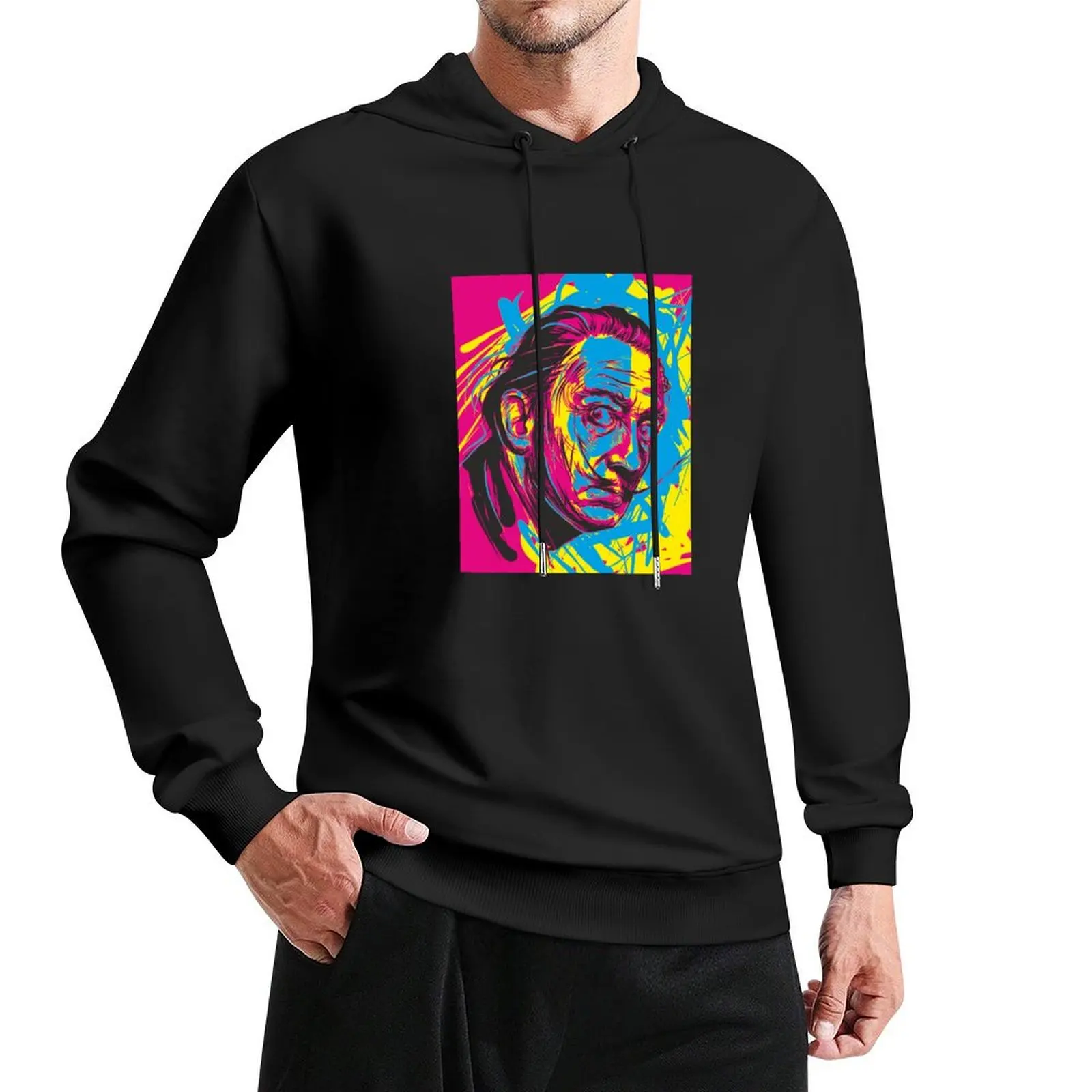 

Surreal portrait of Salvador Dali Pullover Hoodie men's winter sweater men clothing hoodie streetwear