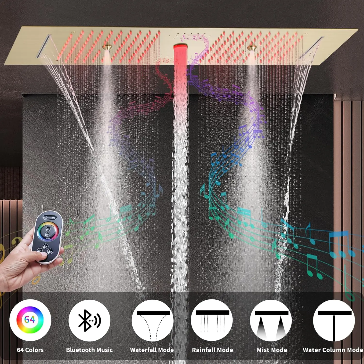 Modern Rain Waterfall Thermostatic Shower System with Hand Showers and Diverter Chrome Finish Eco-Friendly Bathroom Faucet Set