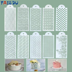 FAIS DU Fondant Cake Mesh Stamps Stencils For DIY Craft Making Wedding Cake Design Plastic Spray Template Cookie Painting Mold