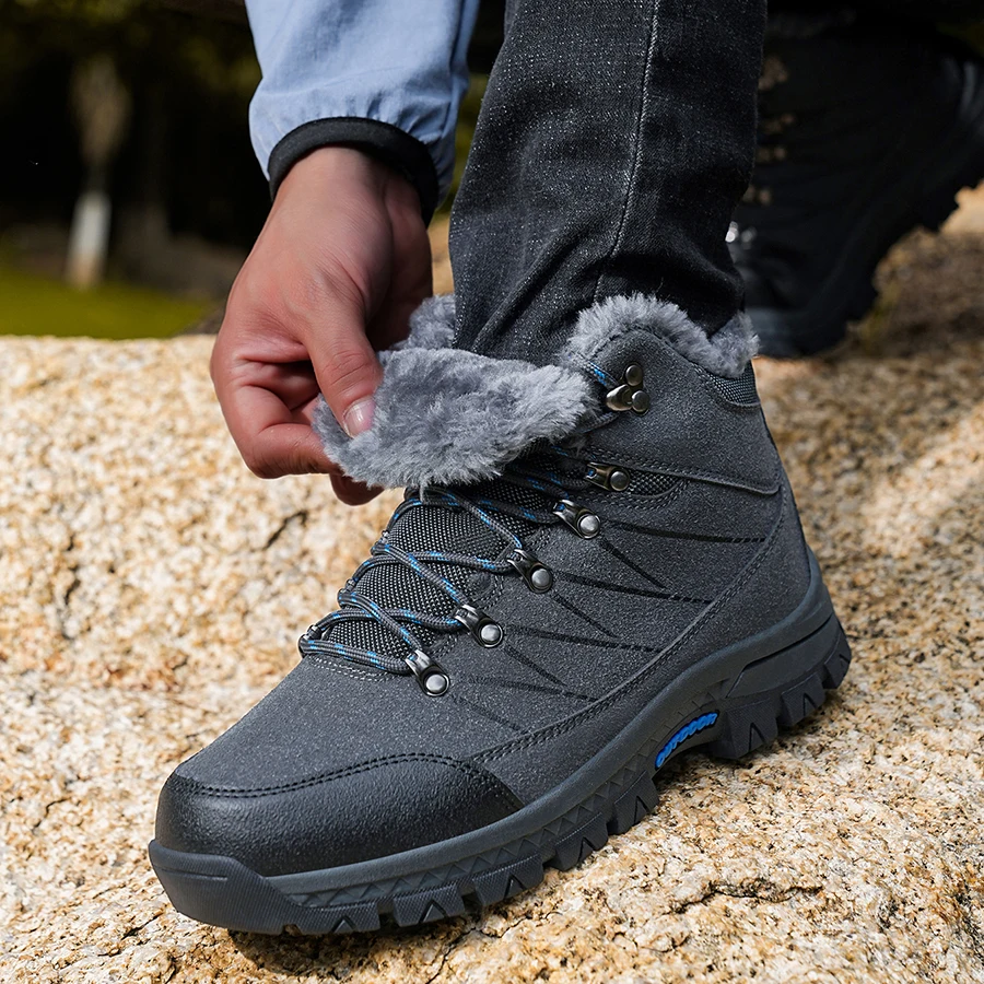 Herren-Schneestiefel, Winterschuhe, Schnürschuhe, warmhaltend, rutschfest, zum Gehen, Klettern, Wandern, Plateausohle, Outdoor-Herren-Knöchelstiefel. – Detail 19