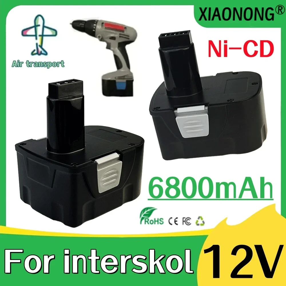 interskolコードレスドリル交換用充電式バッテリー、電動工具、12v、6800mah、h12、ni-cd