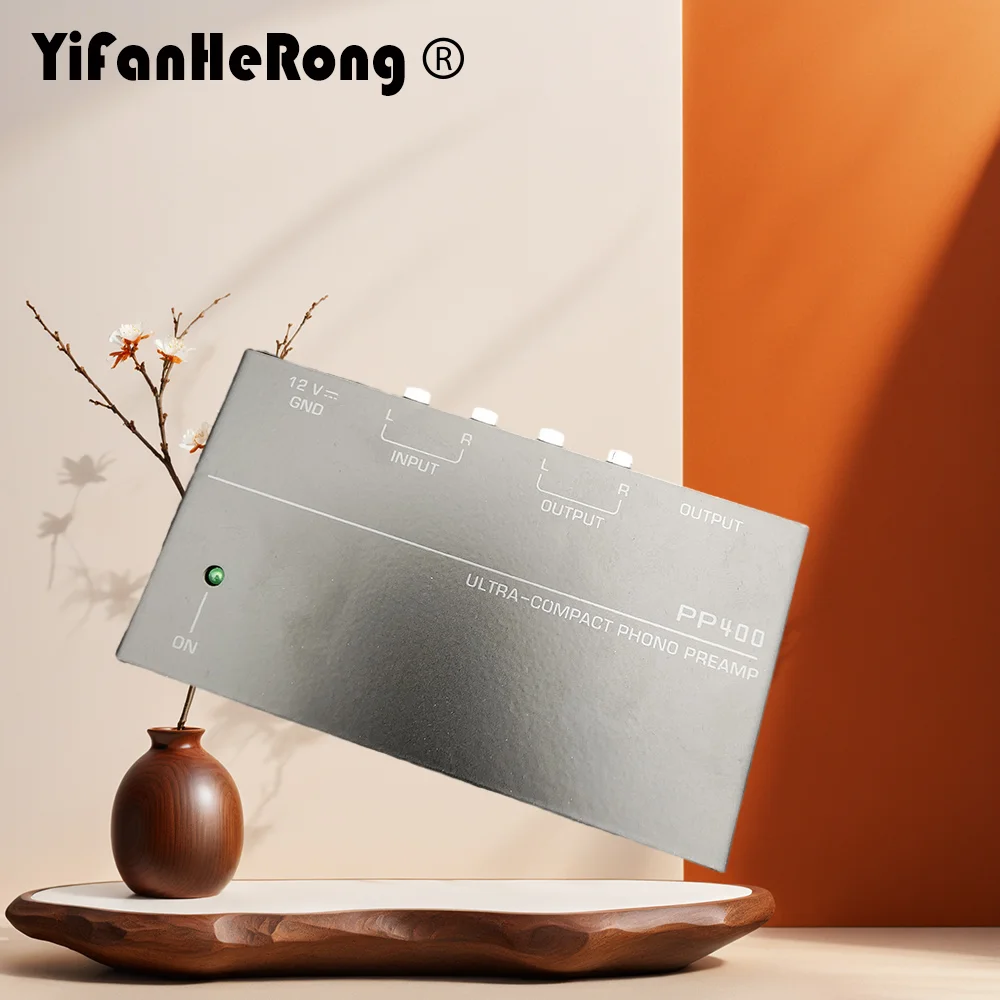 

Mini Headphone Amplifier Ultra-Compact Phono Preamp Preamplifier PP400 Audio Amplifier Amp 2xRCA Input 2xRCA 1/4" TRS Output