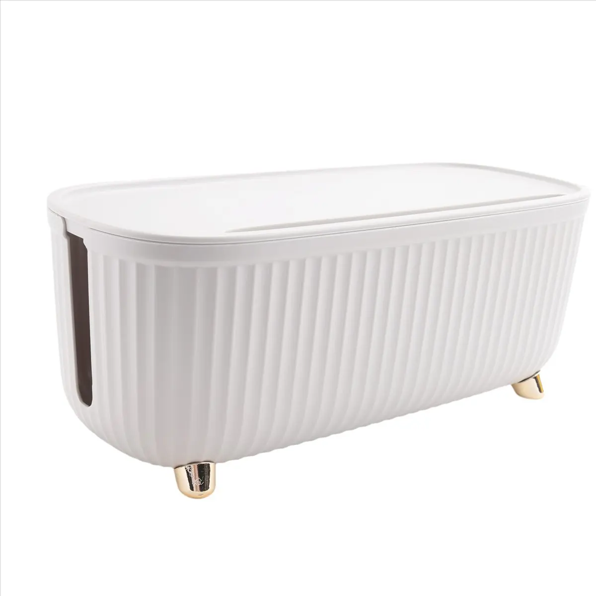 A46U Cable Management Cord Organizer Insulated Cable Storage Box for TV Computer Laptop Power Strips Fashionable Box White