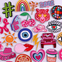 Butterfly Cherry Hat Car Heart Embroidered Patches For Clothing Iron On Patches On Clothes DIY Cartoon Patch For Clothes Sticker