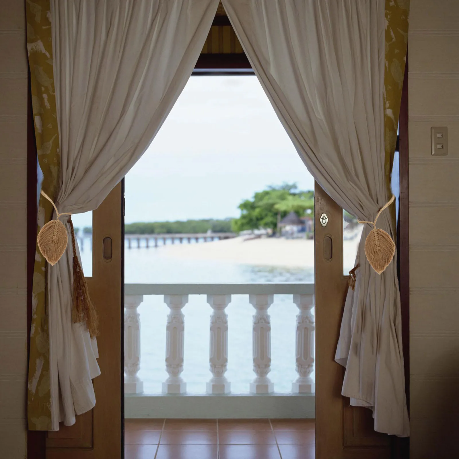 

2Pcs Cotton Rope Curtain Tiebacks Bohemian Knitting Design for Living Room Bedroom Home Decor Curtain Accessory