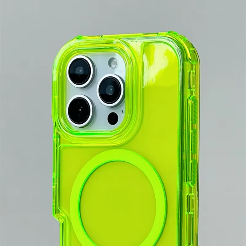 MagSafe Neon Color Bumper Shockproof Phone Case For iPhone 17 16pro max 14 15 Pro 13 11 12 Bezprzewodowe ładowanie Clear Armor Cover — zdjęcie produktu 3