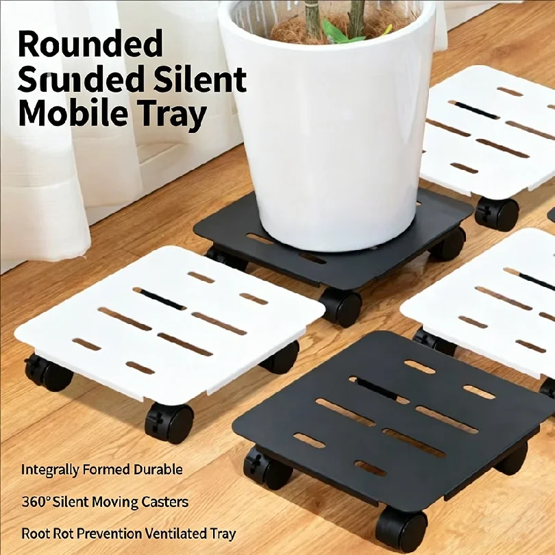 1pc Flower Pot Tray Handling Mobile Universal Wheel with Wheel Durable Thickened Bearing Plate Roller Base Flower Pot Base