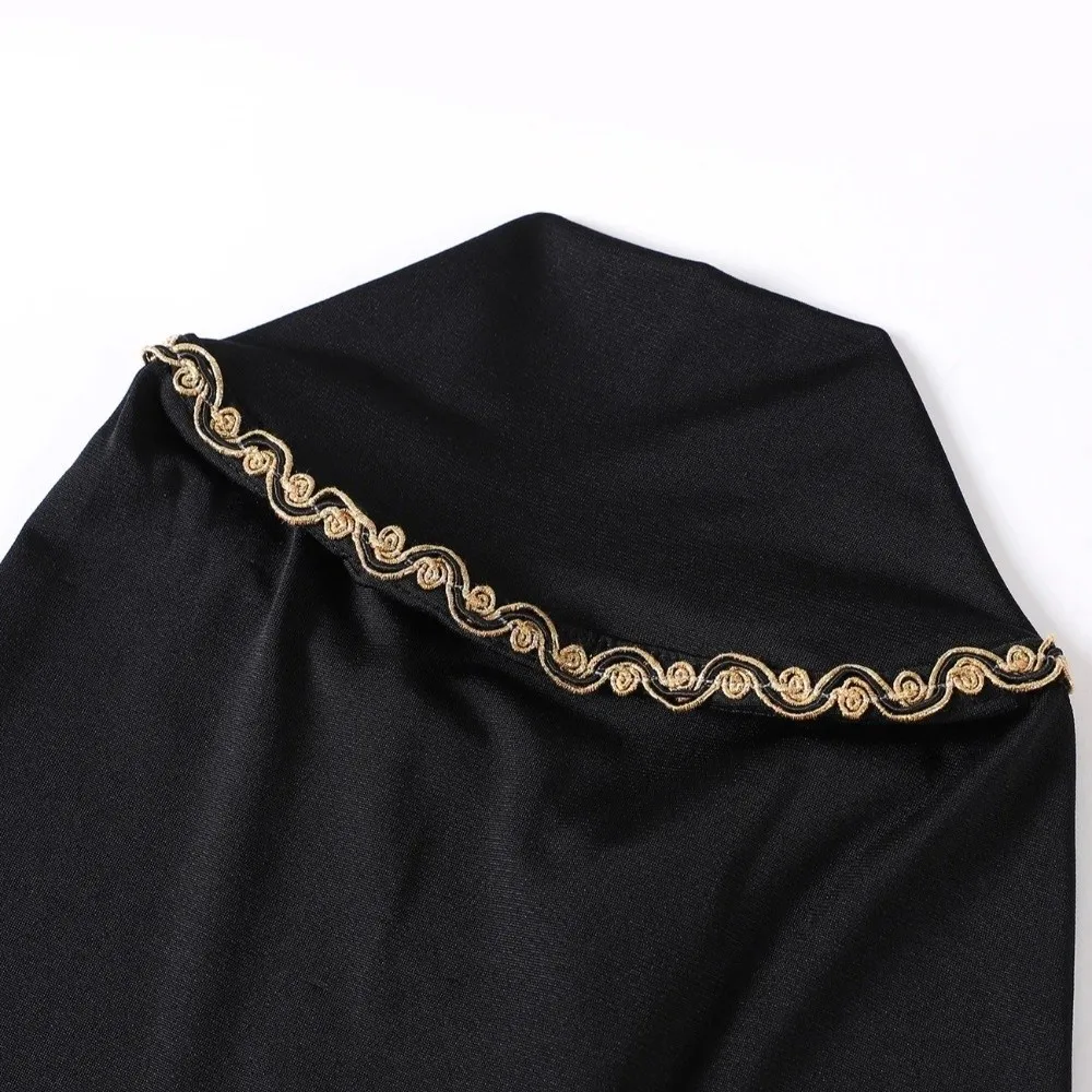 Fashion Breathable Instant Headscarf Gold Lace Fabric Full Cover Neck Underscarf Solid Color Spandex Inner Cap Women