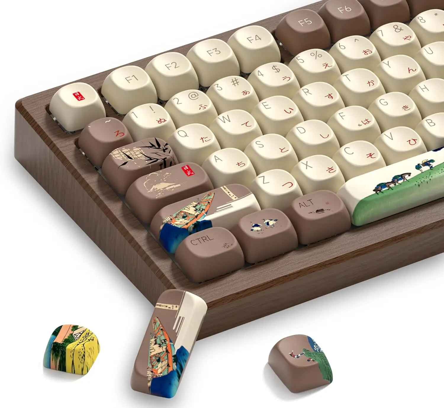 Custom Japanese Fuji MOA Profile Keyboard Key Caps 60 65 75 100 Percent  Colorful Dye-sub Round PBT Keycap Set(132 Keys)