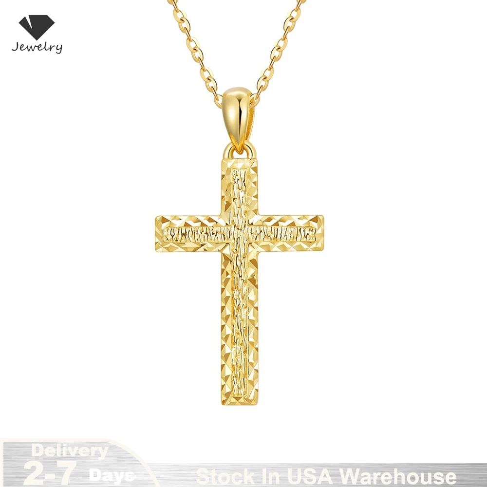 

Solid 14K Gold Plated Cross Necklace Faith Cross Pendant Necklace Religious Jewelry for Women Anniversary Jewelry Gifts US Stock