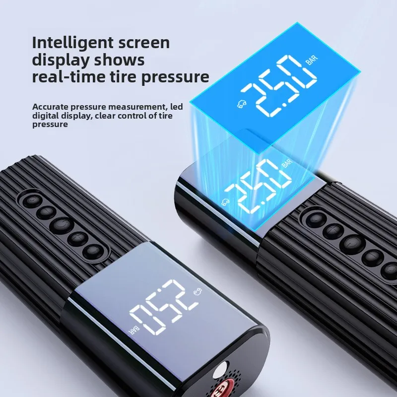 Motorcycle Air Pump Wired Digital Display Inflator Portable Air Compressor with Presta Valve LED Light Pressure Car Bicycle Pump