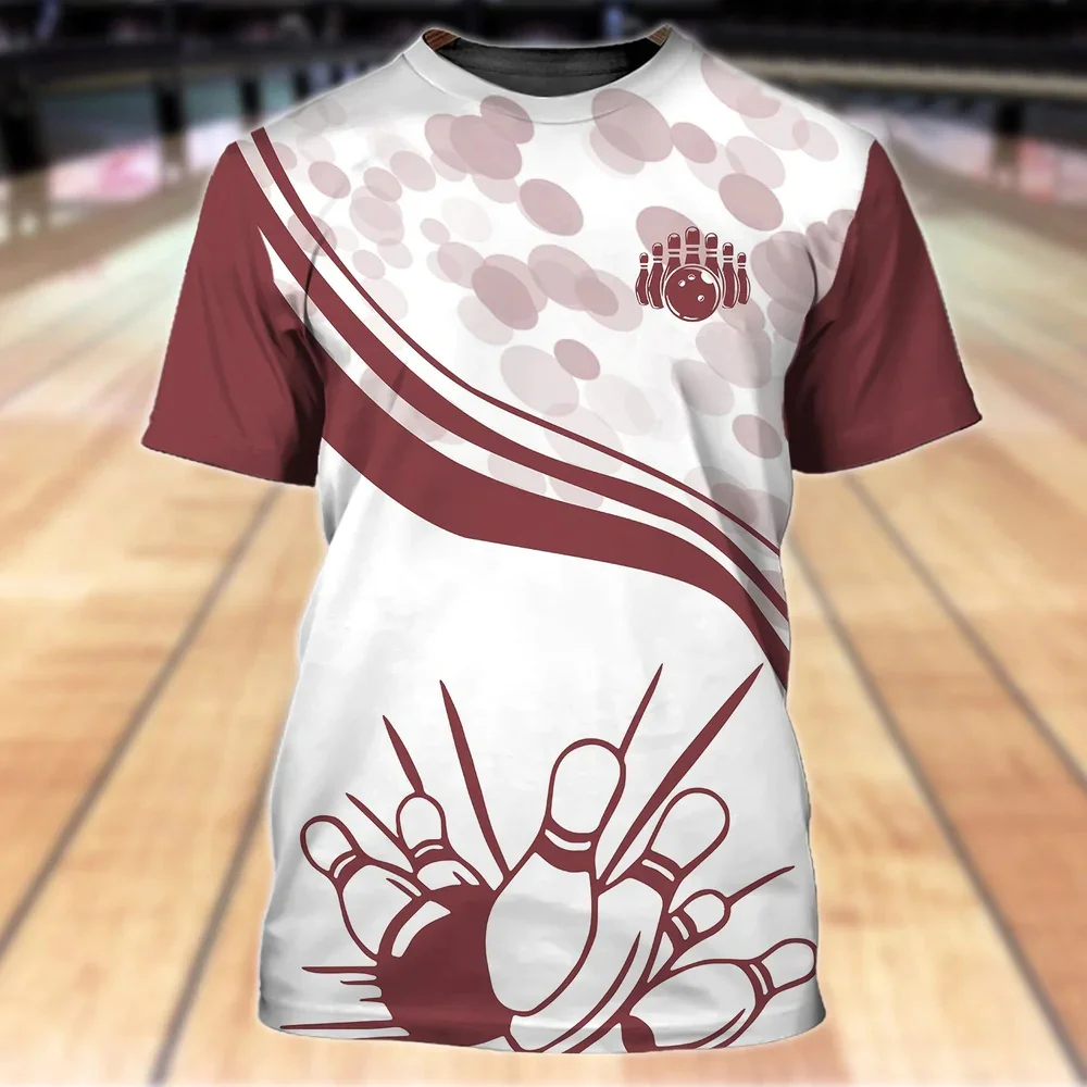 Bowling Ball T-shirt Cartoon Print Street Fashion Sweatshirt O Collar Short Sleeved Casual T-shirt Oversized Unisex Clothing