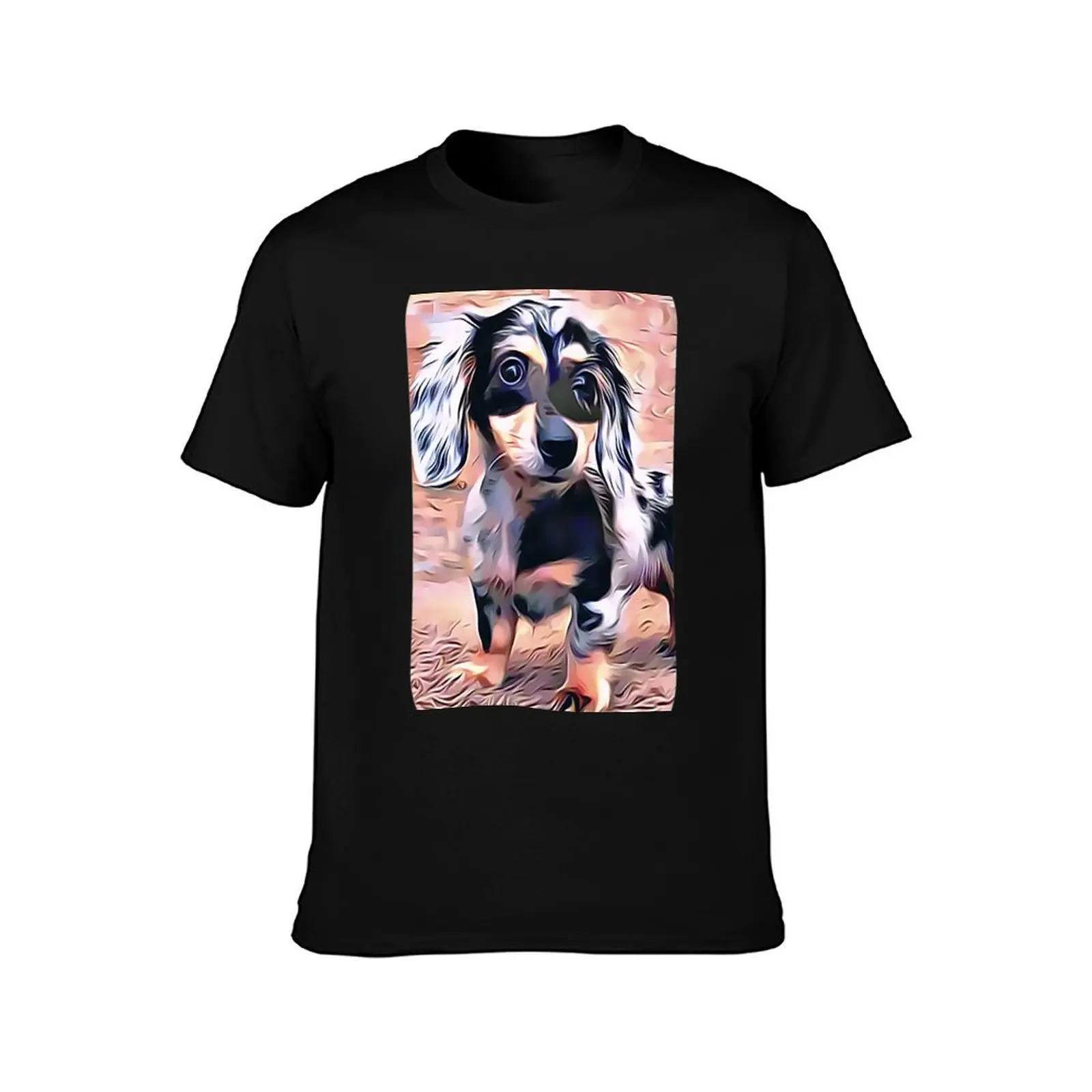 Long Haired Dachshund T-Shirt Classic Print Short Sleeve Shirt T-Shirt