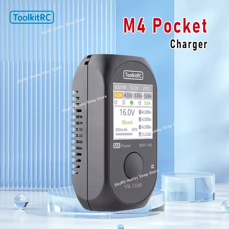 

ToolkitRC M4 Pocket 80W 5A MINI Умное компактное зарядное устройство Встроенный выход USB-C XT30 XT60 для 1-4S Lipo LiHv LiFe батареи