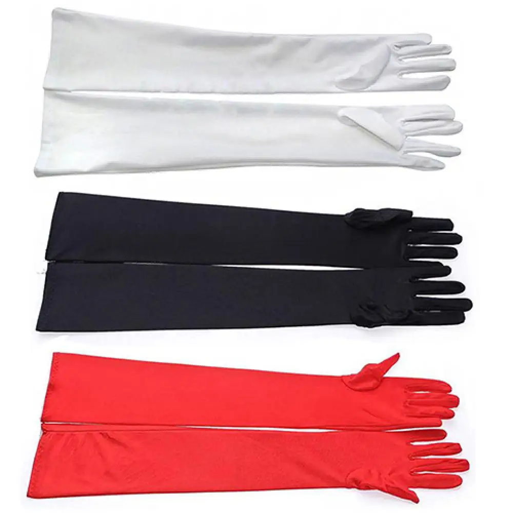 2023 neue Frauen Abend party formelle Handschuhe einfarbige Satin Lang finger Fäustlinge für Veranstaltungen Aktivitäten rot weiß Rose Farbe