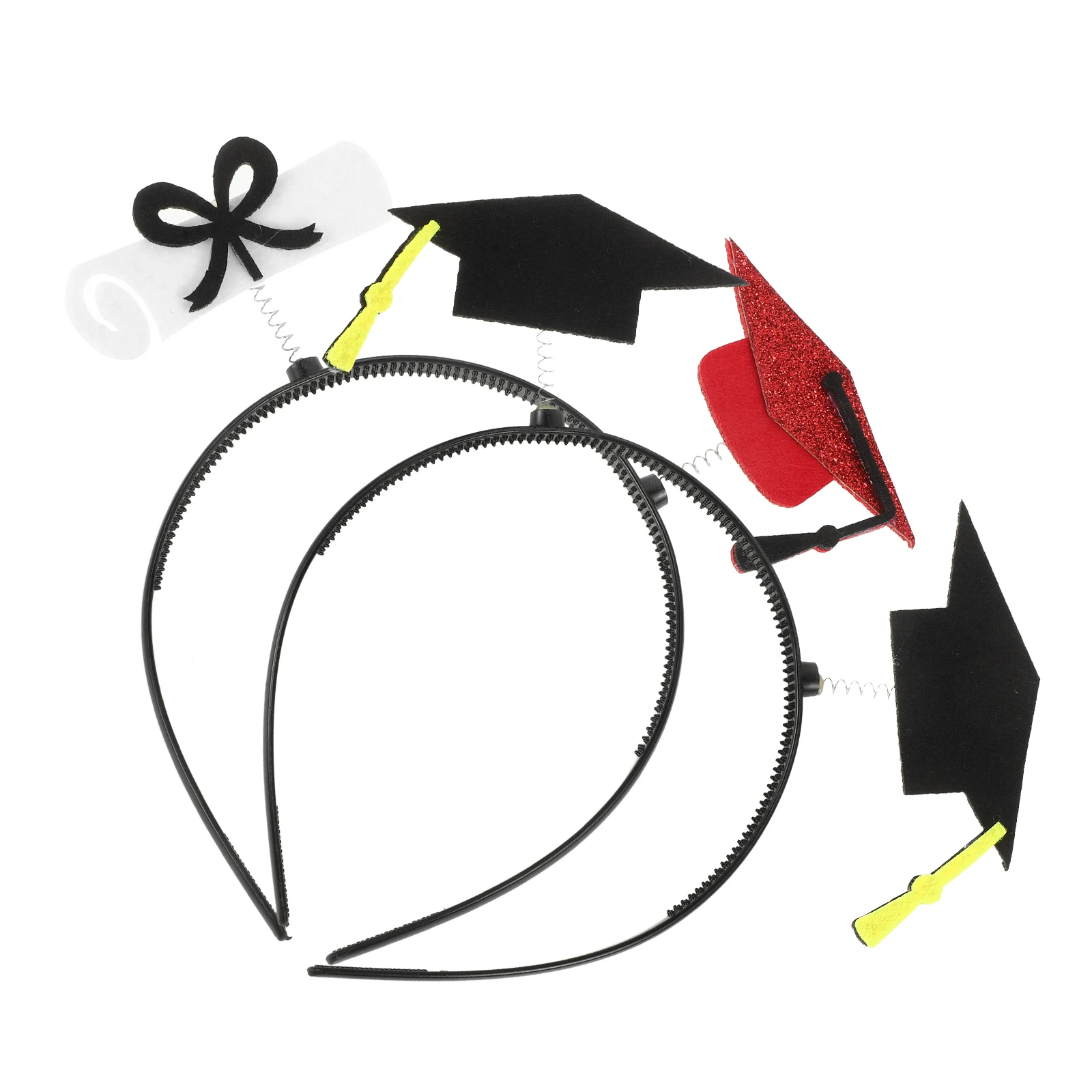 

2Pcs Mini Graduation Cap Headband Photo Prop Black Grad Hat Hairstyle Accessory Party Supplies Bachelor Hoop Decor