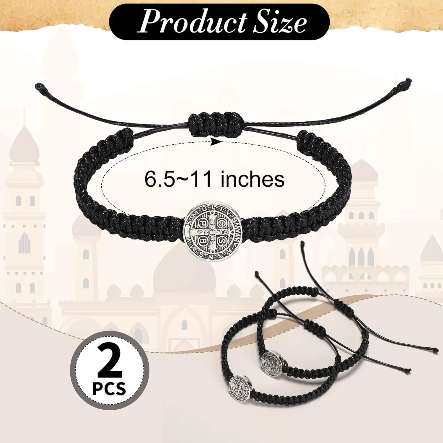 Black Red String Saint Benedict Bracelet, Unisex