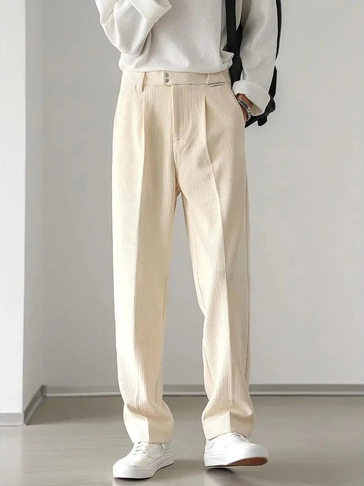 Corduroy Trousers for Men Wide Leg Cotton Baggy Korean Style Clothes Spring Up Man Suits Pants Offer Tailoring Summer 2024 Cheap