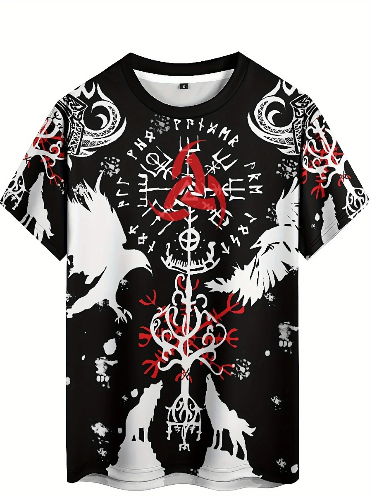 Men's Hip Hop Graphic T-Shirt - 3D Print Geometric Design, Oversized Loose Fit 100% Polyester