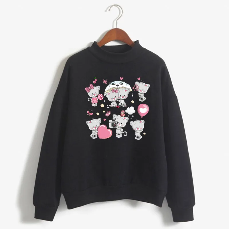 Sudadera con estampado de animal para mujer, suéter de punto con cuello redondo, ropa gruesa de Color caramelo para Otoño e Invierno