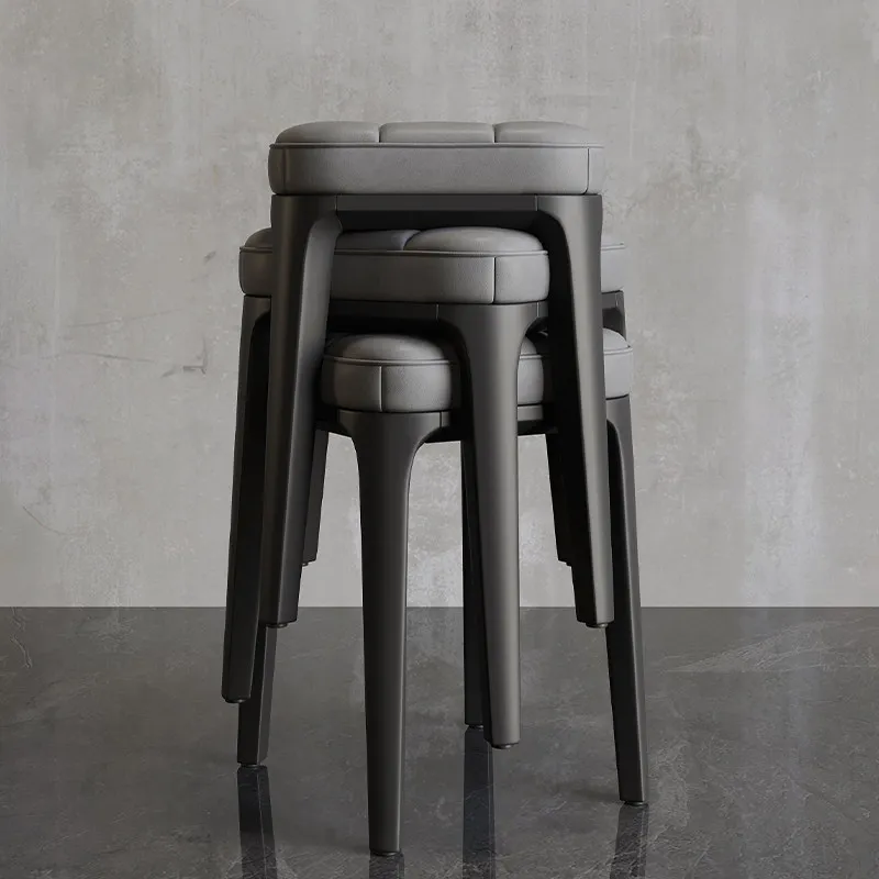 Thickened Plastic Stool Home Use Modern Light Luxury Style Adult Dining Room Chair Stackable Foldable Bench Spare Stool