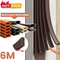 6M Door Sealing Strip Anti-theft Door Windproof Self-adhesive Sound Insulation Strip Window Gap Filling Dust-proof Sealing Strip