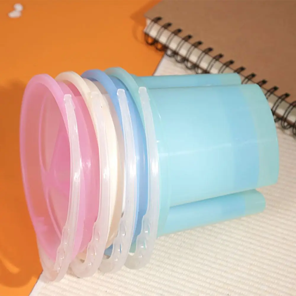 2 Pcs Thickened Design Paint Brush Wash Bucket Translucent with Handle Art Brush Bucket Multifunctional Portable