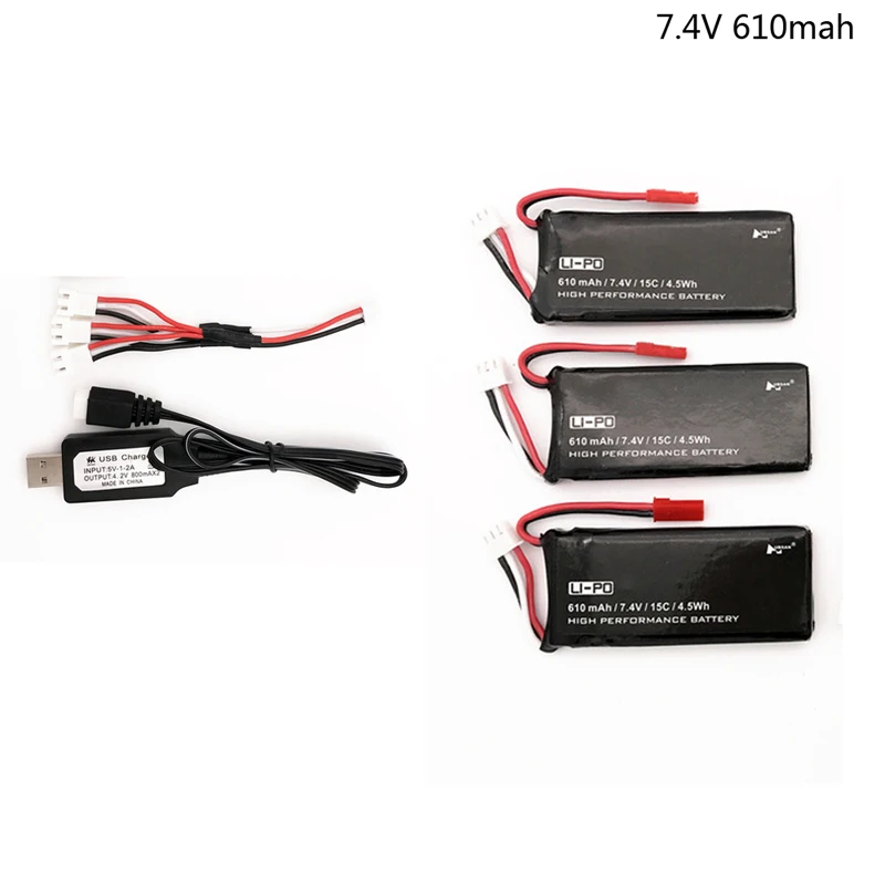 7.4 V 610mAh lipo batteria 15C 4.5WH batteria Per Hubsan X4 H502S H502E H216A Con Il Caricatore Set Per RC quadcopter Drone Parti 7.4 V