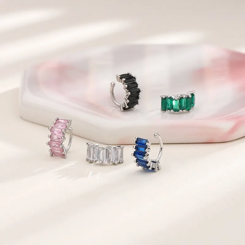Irregular Square Zircon Ear Clip Earrings for Women