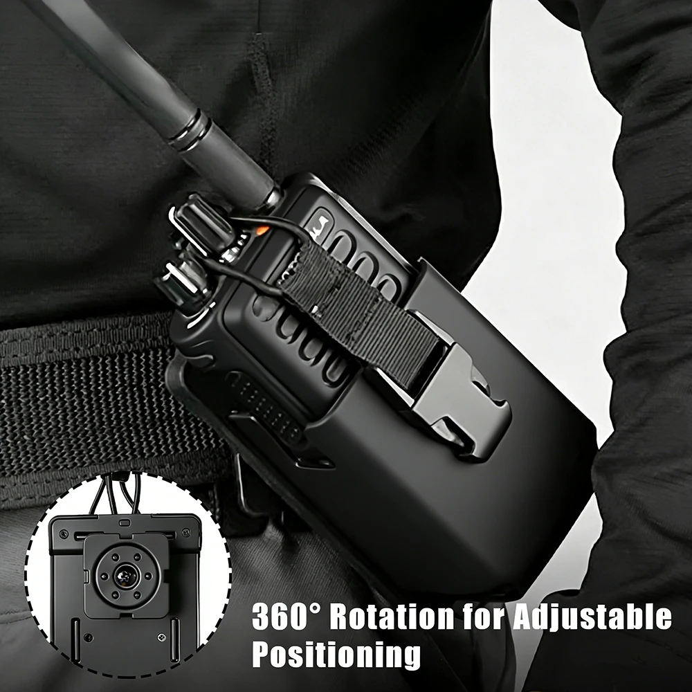 Quick Release Radio Holster 360° Rotation Universal Walkie Talkie Case TPU Molle Interphone Holder with Belt Clip for Belt Vest - view 5