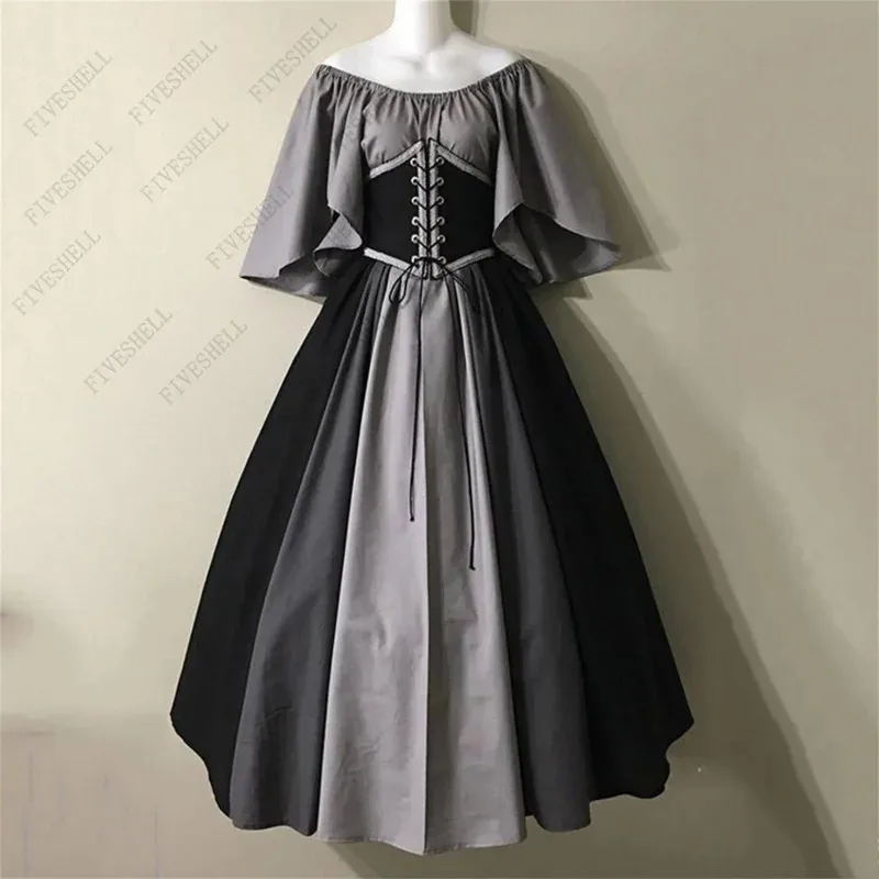 Palace Medieval Costume Women Christmas Dress Vintage Victoria Lace Up Vintage Carnival Party Long Robe Cosplay Fancy Clothing